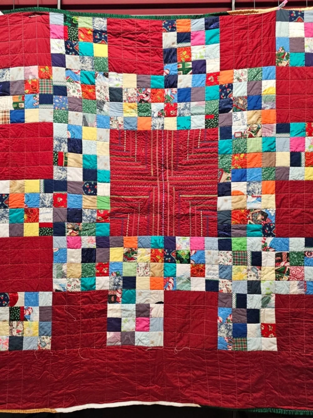 Quirky Homemade Vintage Christmas Quilt